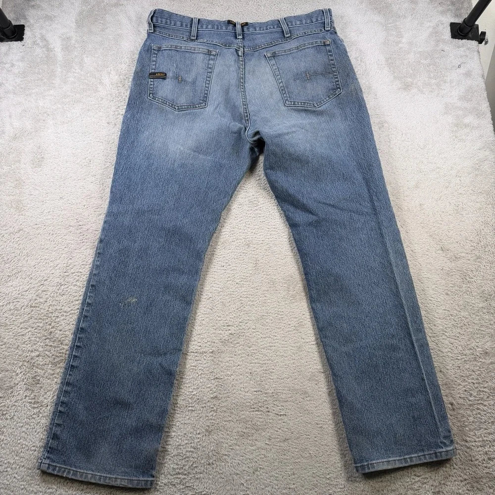 Ariat FR Jeans Mens 36x32 M3 Loose Straight Blue Denim Stretch Flame Resistant